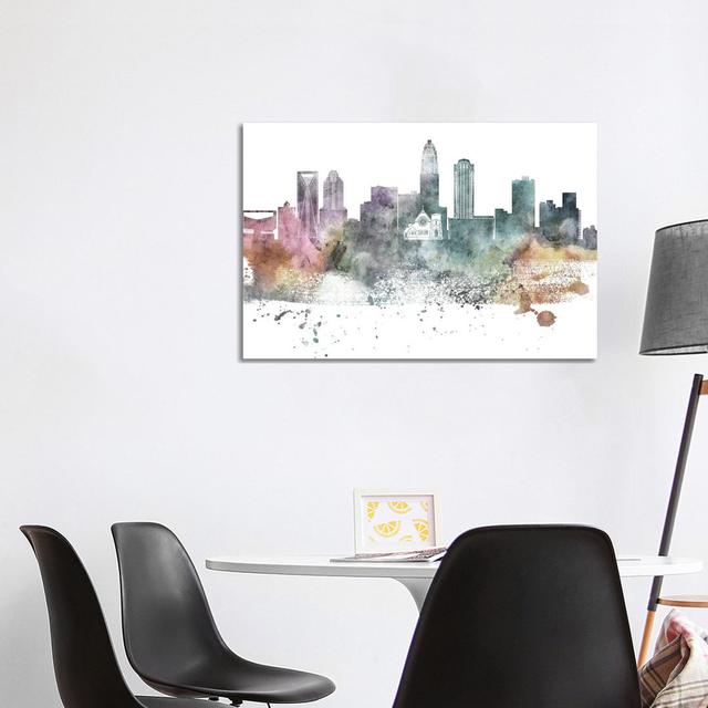 Charlotte Pastel Skyline by Wall Decor Addict - Wrapped Canvas Painting Latitude Run Size: 66.04cm H x 101.6cm W x 3.81cm D on Productcaster.