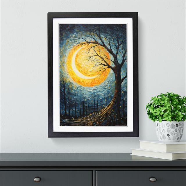 Moon Impressionism - Single Picture Frame Print on Wood Big Box Art Size: 34cm H x 25cm W x 2cm D, Frame Colour: Black Framed on Productcaster.