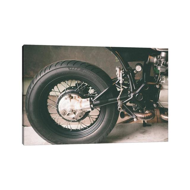 Motorcycle Back Tire - Print on Canvas Williston Forge Size: 45.72cm H x 66.04cm W x 3.81cm D, Format: Wrapped Canvas on Productcaster.