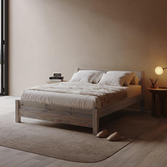 Edgilyn Bed Frame Mercury Row Size: Kingsize (5'), Colour: Grey Wood on Productcaster.