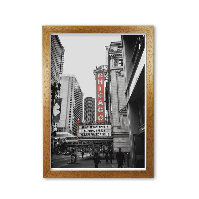 Chicago Theatre - Print East Urban Home Size: 85 cm H x 60 cm W x 5 cm D, Format: Honey Oak Frame on Productcaster.