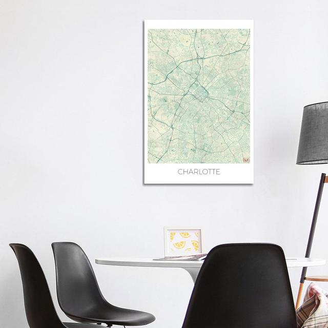 Charlotte Vintage Urban Blueprint Map by Hubert Roguski - Wrapped Canvas Graphic Art Borough Wharf Size: 101.6cm H x 66cm W x 3.8cm D on Productcaster.