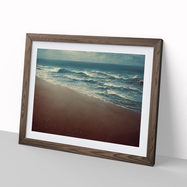 Beach Painting House of Hampton Size: 46cm H x 64cm W x 2cm D, Frame Colour: Walnut on Productcaster.