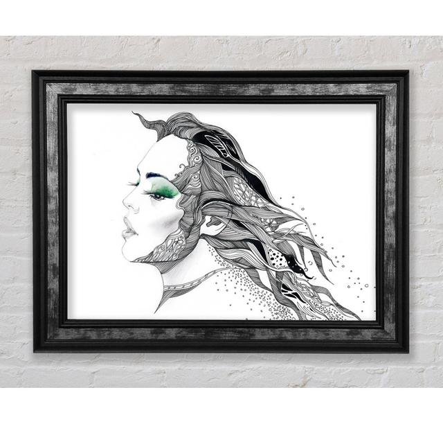 Woman Face Pen Scribble - Single Picture Frame Art Prints Bright Star Size: 59.7cm H x 84.1cm W x 8cm D on Productcaster.