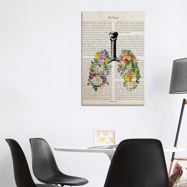 The Lungs with Flowers by Aged Pixel - Wrapped Canvas Graphic Art Happy Larry Size: 101.6cm H x 66.04cm W x 3.81cm D on Productcaster.