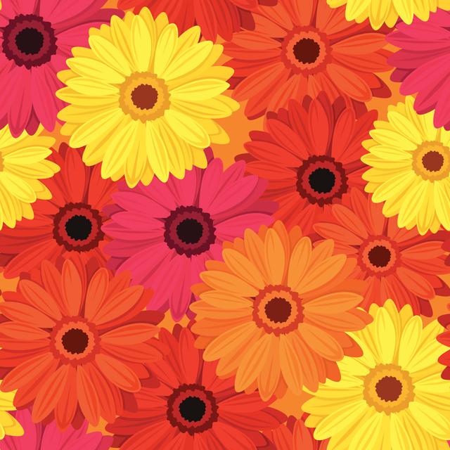 Goltry Coloured Gerbera Vector by Naddiya - Wrapped Canvas Print Latitude Run Size: 51cm H x 51cm W x 3.8cm D on Productcaster.