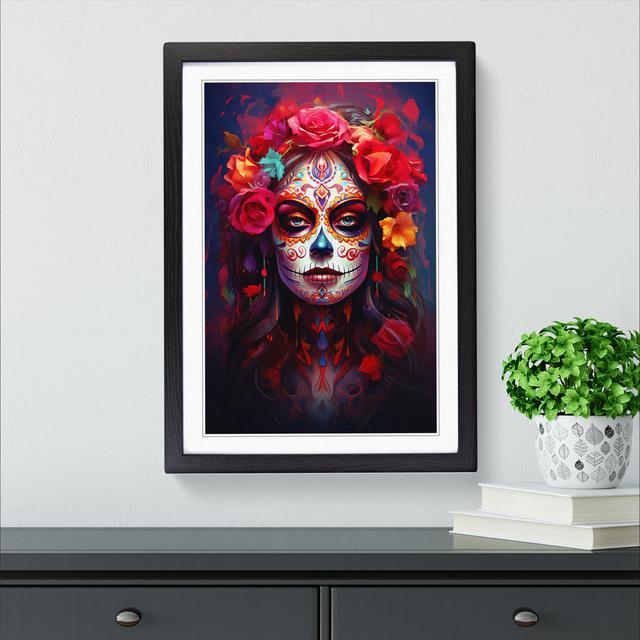 Sugar Skull Modern - Single Picture Frame Art Prints on Wood Marlow Home Co. Format: Black, Size: 64" H x 46" W x 2" D on Productcaster.