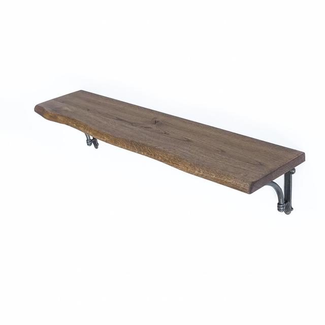 Sather Oak Solid Wood Bracket Shelf Alpen Home Size: 20" H x 100" W x 2" D, Finish: Brown on Productcaster.