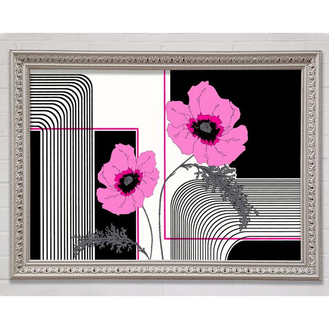 Pink Poppy Stripes - Single Picture Frame Print Rosalind Wheeler Size: 59.7cm H x 84.1cm W x 3cm D, Format: Black/Walnut Framed Paper on Productcaster.