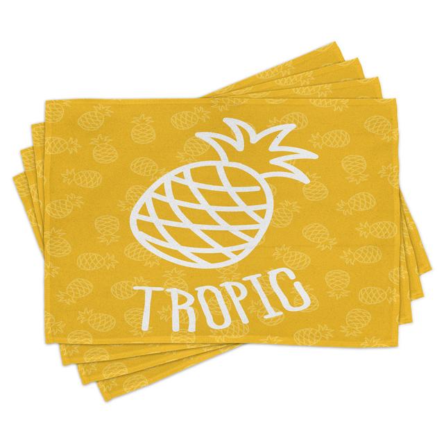 Place Mats Set of 4, Exotic Pineapple Summer, Yellow White (Set of 4) East Urban Home on Productcaster.