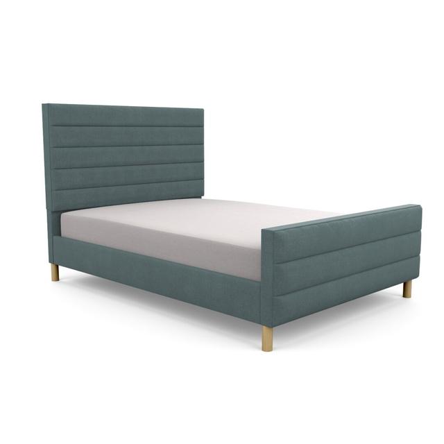 Premium Beaumere Upholstered Bed Frame Brayden Studio Upholstery Colour: Duck Egg, Size: Single (3'), Upholstery Material: Linen on Productcaster.