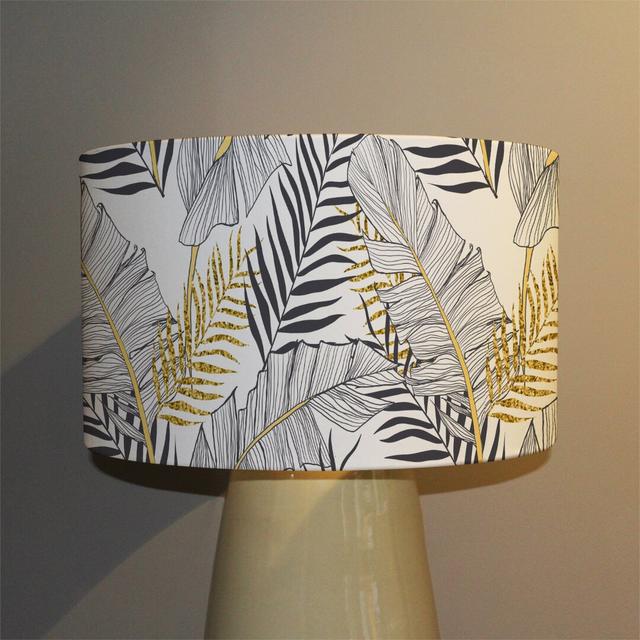 Leaves Cotton Drum Lamp Shade Bay Isle Home Size: 22cm H x 25cm W x 25cm D on Productcaster.