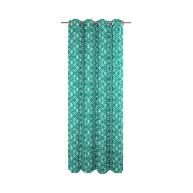 Dellview Retro Floret Eyelet Room Darkening Curtains Ebern Designs Colour: Sea Green/Mint Cream, Panel Size: 145 W x 175 D cm on Productcaster.