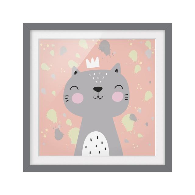 'Naughty Cat' Framed Graphic Art Print East Urban Home Rahmenoptionen: Matt grey, Size: 50cm H x 50cm W on Productcaster.