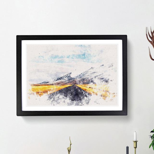 Road to the Mountains in Iceland - Picture Frame Painting Print East Urban Home Size: 33cm H x 45cm W x 2cm D, Frame Option: Black Framed on Productcaster.