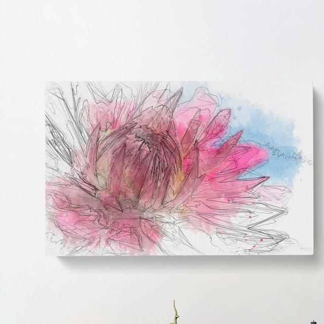 Pink Flower In Abstract - Wrapped Canvas Print East Urban Home Size: 60cm H x 91cm W x 3cm D on Productcaster.