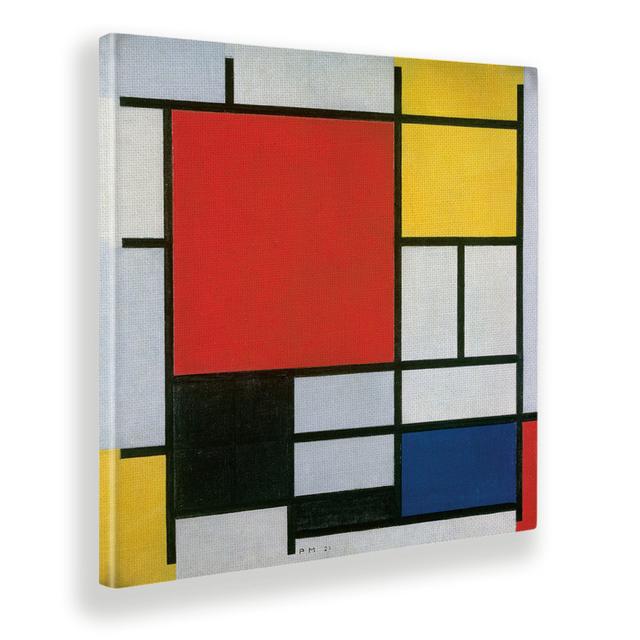 Wandbild Komposition Nr. 11 in Rot Gelb Blau und Schwarz von Piet Mondrian Metro Lane Größe: 45 cm H x 45 cm B, Format: Stoff on Productcaster.