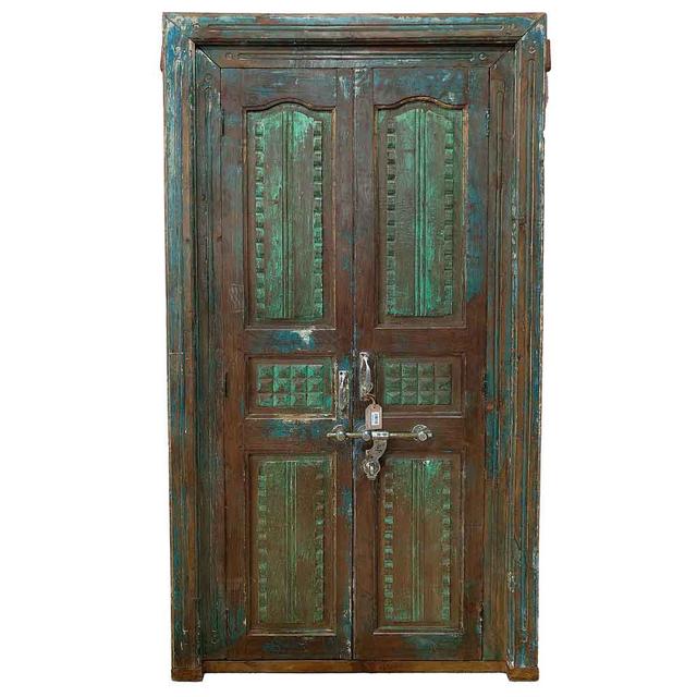 GREEN WOODEN DOOR WITH HANDMADE FINISH Fleur De Lis Living on Productcaster.