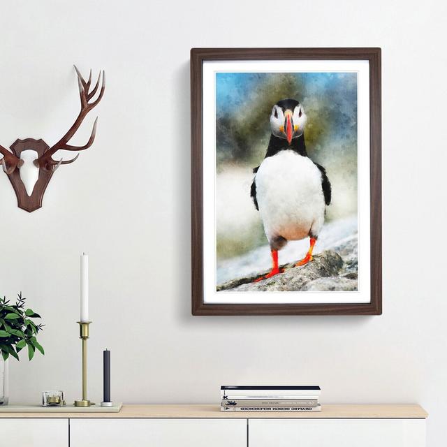 Lone Atlantic Puffin - Picture Frame Graphic Art Print East Urban Home Size: 63cm H x 45cm W x 2cm D, Frame Option: Walnut Framed on Productcaster.