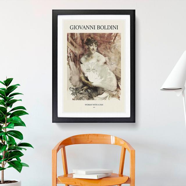 Woman with a Fan Print by Giovanni Boldini - Picture Frame Painting East Urban Home Frame Option: Black, Size: 48cm H x 36cm W x 2cm D on Productcaster.