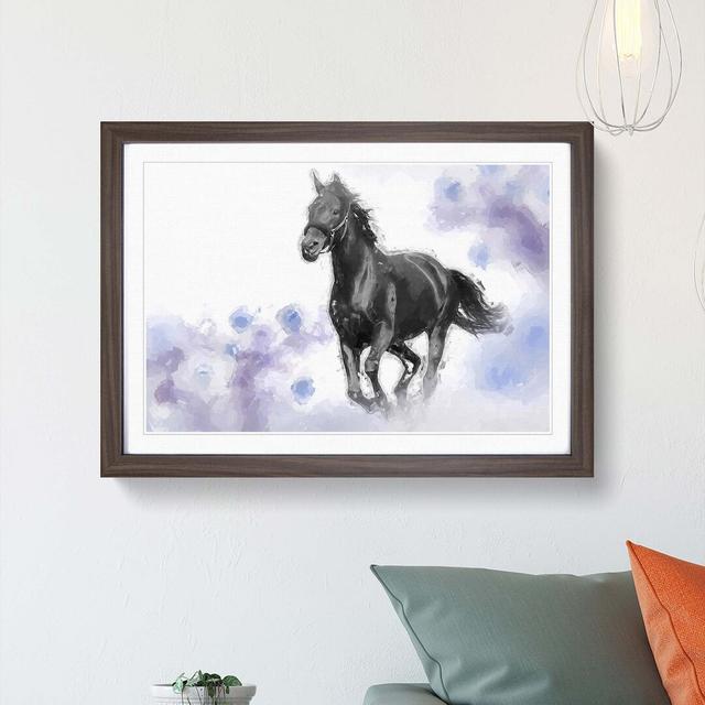 Wild Black Horse in Abstract - Picture Frame Graphic Art Print on MDF East Urban Home Size: 35cm H x 50cm W x 2cm D, Frame Option: Walnut on Productcaster.