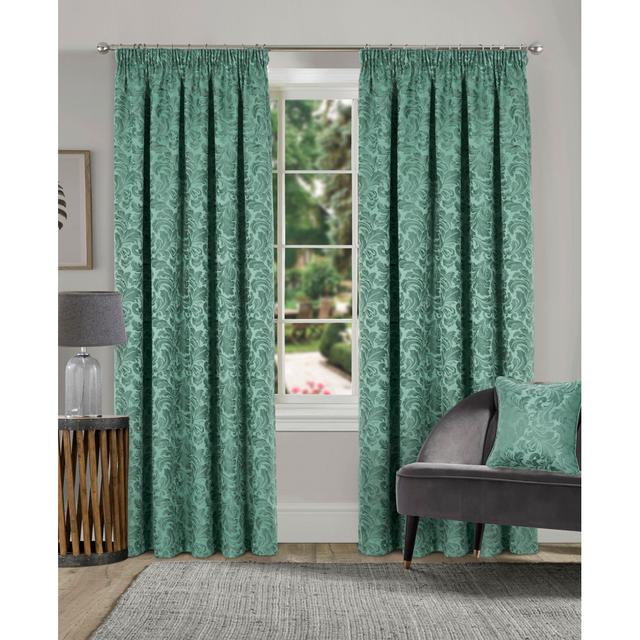 Hallas Pencil Pleat Room Darkening Curtains (Set of 2) Marlow Home Co. Colour: Alpine, Panel Size: 165 W x 137 D cm on Productcaster.