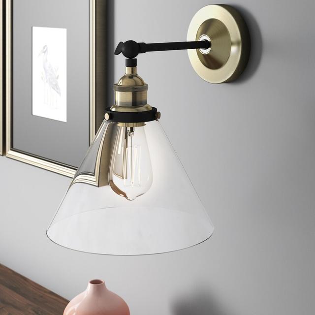 Schell 1-Light Armed Sconce Borough Wharf Fixture Finish: Gold/Black on Productcaster.