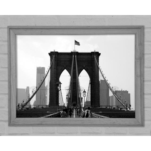 Cycling To The City Through Brooklyn Bridge - Single Picture Frame Art Prints Ebern Designs Size: 21cm H x 29.7cm W x 1.5cm D on Productcaster.