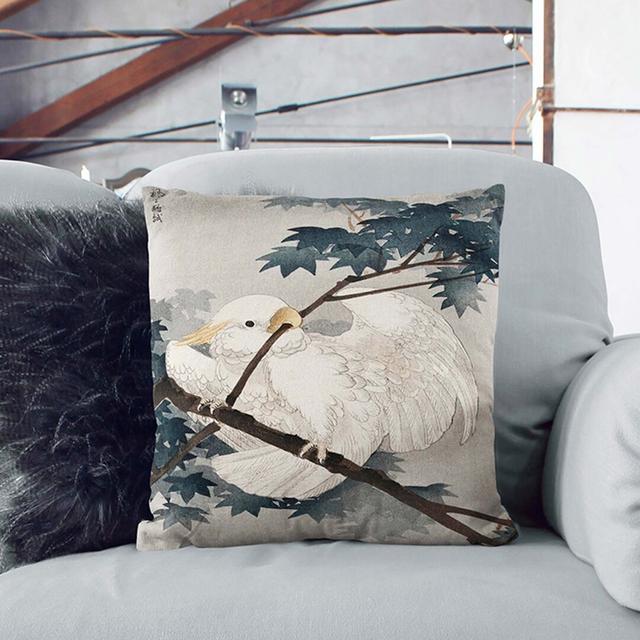 Crested Cockatoo in a Tree by Ohara Koson Cushion with Filling East Urban Home Size: 40 x 40 cm, Backing Colour: White on Productcaster.