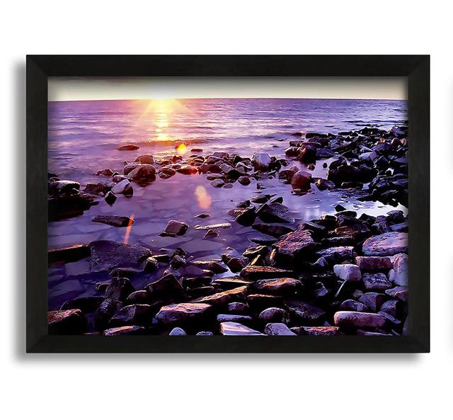 Ocean Pebble Sunrise - Picture Frame Graphic Art on Canvas Highland Dunes Size: 42cm H x 60cm W x 10cm D on Productcaster.