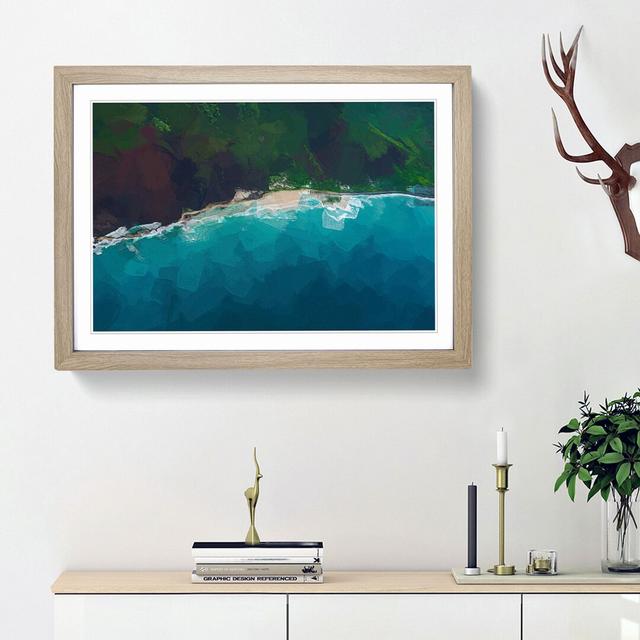 Beach in Hawaii in Abstract - Picture Frame Graphic Art Print East Urban Home Frame Option: Oak Framed, Size: 27cm H x 36cm W x 2cm D on Productcaster.