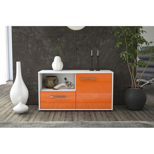 Altunay TV stand, color: concrete/white, free -standing/metal handles, size: 92 x 49 x 35cm Latitude Run Colour: Orange/White on Productcaster.