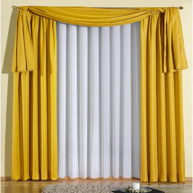 Longoria Room Darkening Window Scarf Latitude Run Size: 135cm L x 300cm W, Colour: Yellow on Productcaster.