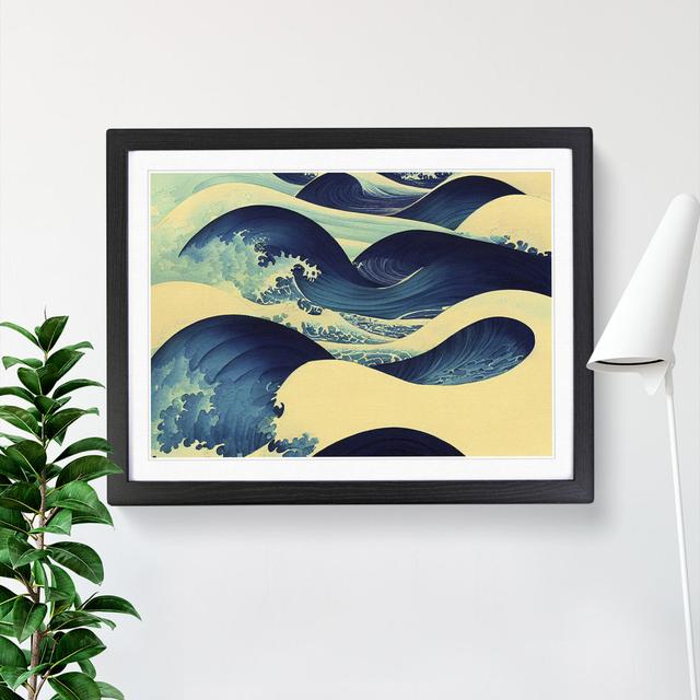 Japanese Ocean Waves - Single Picture Frame Print Metro Lane Size: 46cm H x 64cm W x 2cm D, Frame Colour: Black on Productcaster.