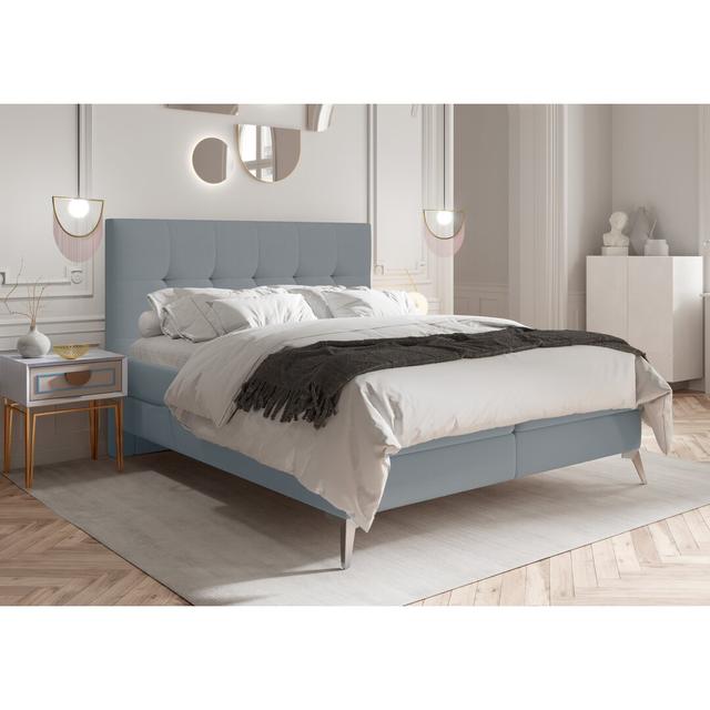 Boxspringbett Pennock mit Bettkasten, 200 x 200 cm Wade Logan Farbe: Grey on Productcaster.