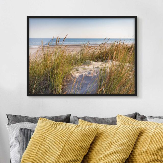 Picture With Frame - Beach Dune By The Sea - Landscape 3:4 Highland Dunes Size: 40cm H x 55cm W x 2cm D, Frame Option: Black on Productcaster.