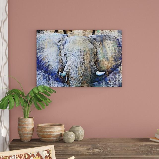 Purple Elephant by Surma & Guillen - Wrapped Canvas Graphic Art Print Blue Elephant Size: 61cm H x 91cm W on Productcaster.