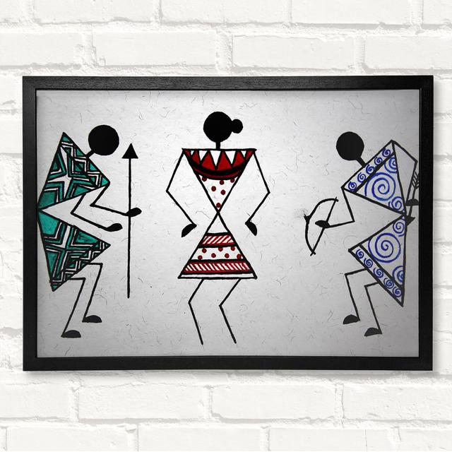 Warli-Albergo Dreams - Single Picture Frame Print Gracie Oaks Format: Black Framed Wood, Size: 30cm H x 42cm W x 3cm D on Productcaster.