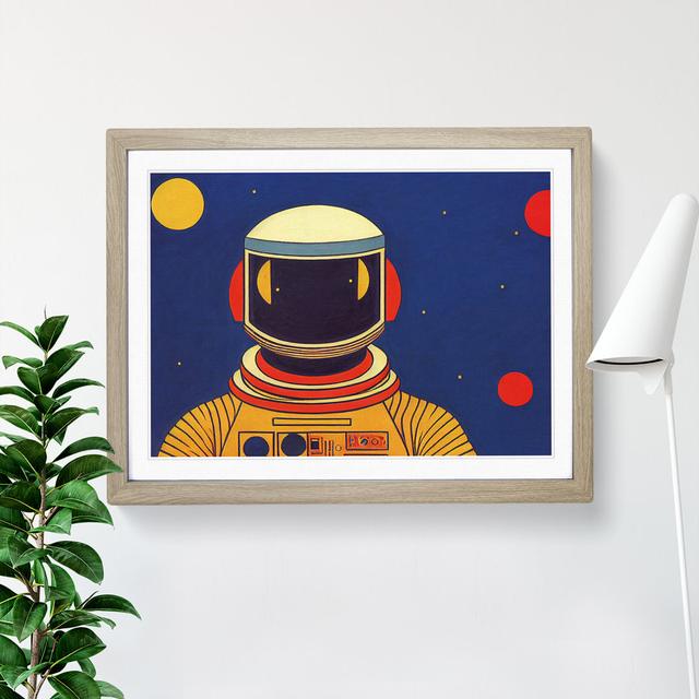 Retro Astronaut Vol.2 - Picture Frame Painting 17 Stories Size: 34cm H x 46cm W x 2cm D, Frame Colour: Oak Framed on Productcaster.