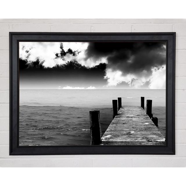 Black And White Pier Framed Print 9420 Highland Dunes Size: 59.7cm H x 84.1cm W x 1.5cm D on Productcaster.