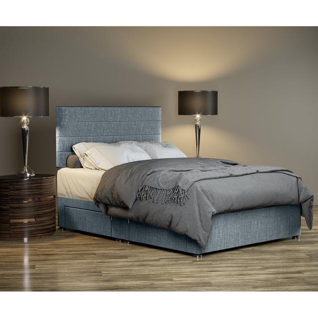 Sitka Divan Bed Base 17 Stories Size: Double (4'6), Colour: Sky on Productcaster.