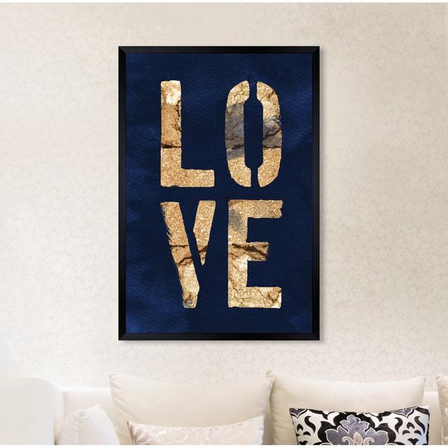 Four Letters Rock Navy - Print East Urban Home Format: Black Framed Paper, Size: 66cm H x 46cm W x 1cm D on Productcaster.