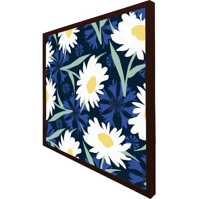 Yusuke Daisies On Navy - Single Picture Frame Print ClassicLiving Frame Colour: Brown Framed, Size: 31cm H x 31cm W x 4cm D on Productcaster.