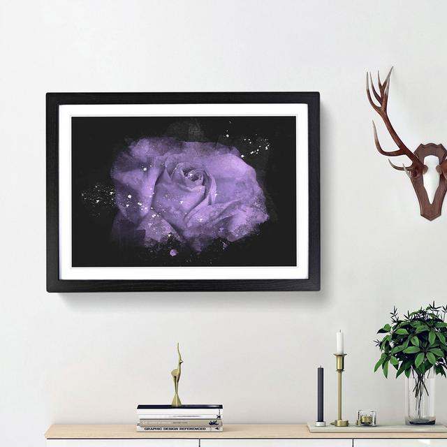 Lone Purple Rose Paint Splash - Picture Frame Graphic Art East Urban Home Frame Option: Black Framed, Size: 33cm H x 45cm W x 2cm D on Productcaster.