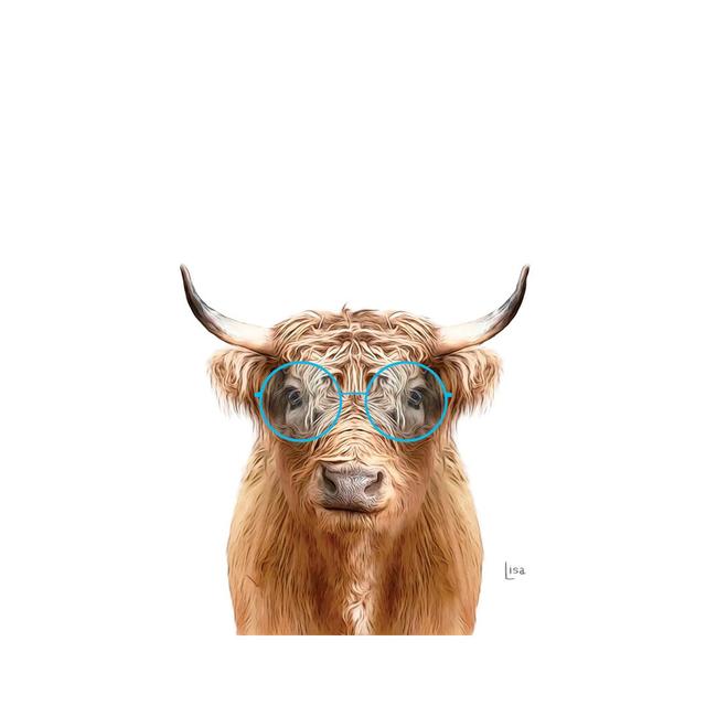 Colour Cow with Blue Glasses by Printable Lisa's Pets - Wrapped Canvas Painting Maturi Size: 30.48cm H x 20.32cm W x 1.91cm D on Productcaster.