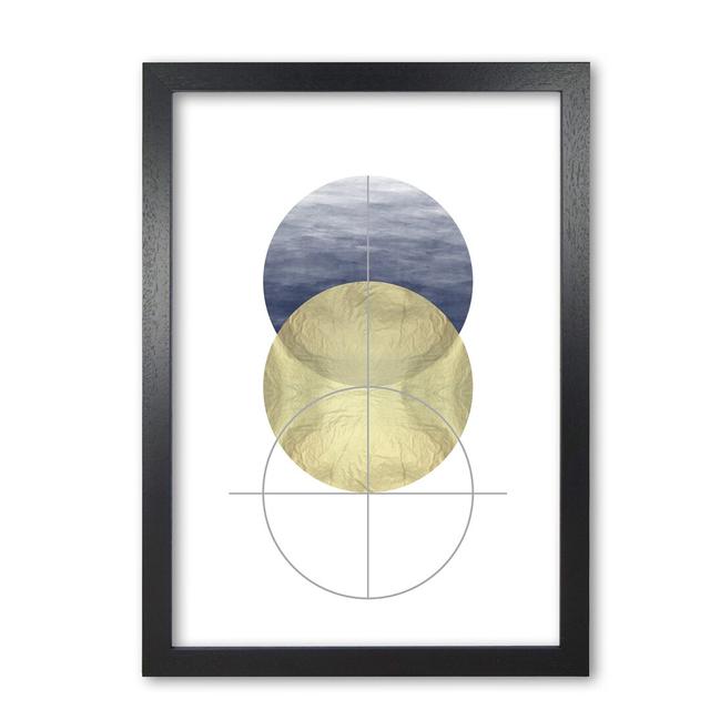 Navy And Gold Abstract Circles - Print East Urban Home Format: Black Grain Frame, Size: 30 cm H x 21 cm W x 5 cm D on Productcaster.