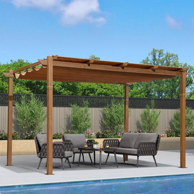 4m x 3m Aluminum Pergola Blue Elephant Canopy Colour: Khaki on Productcaster.