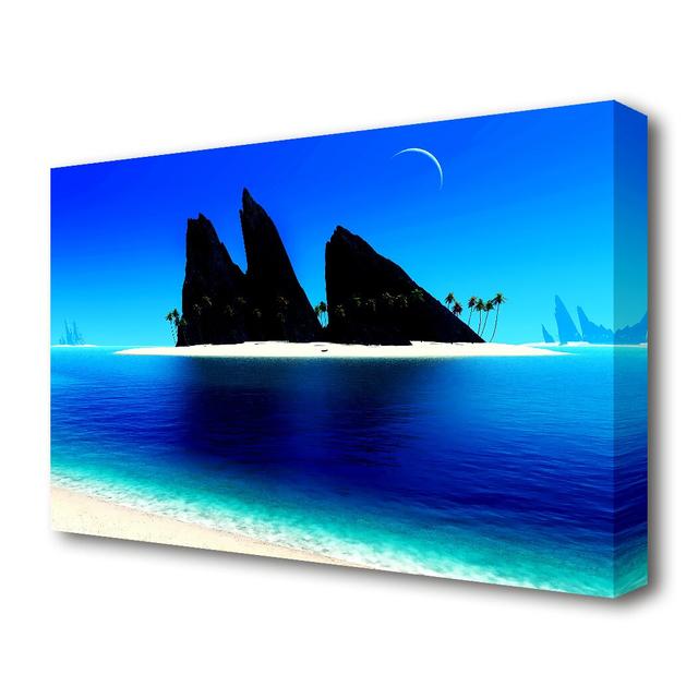 'Paradise Island Under The Moon Seascape' Photographic Print on Canvas East Urban Home Size: 101.6 cm H x 142.2 cm W on Productcaster.