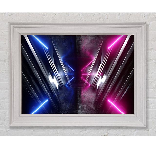 Jets Of Neon Blue And Pink Framed Print Ebern Designs Size: 29.7cm H x 42cm W on Productcaster.