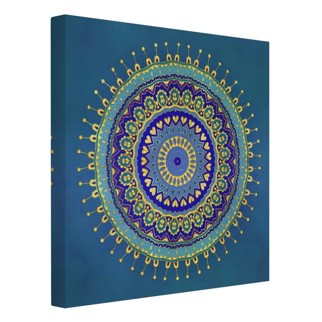 Leinwandbild Mandala in Blau & Gold von Andrea Haase Bloomsbury Market Größe: 60 cm H x 60 cm B on Productcaster.